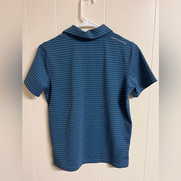 Under Armour Kids Blue Striped Polo Shirt Sz L - Picture 6 of 8